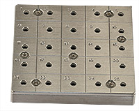 EM-Tec CS25/4 C-Square multi pin stub holder for 25x Ø12.7mm or 4x or 9x Ø25.4mm pin stubs, M4